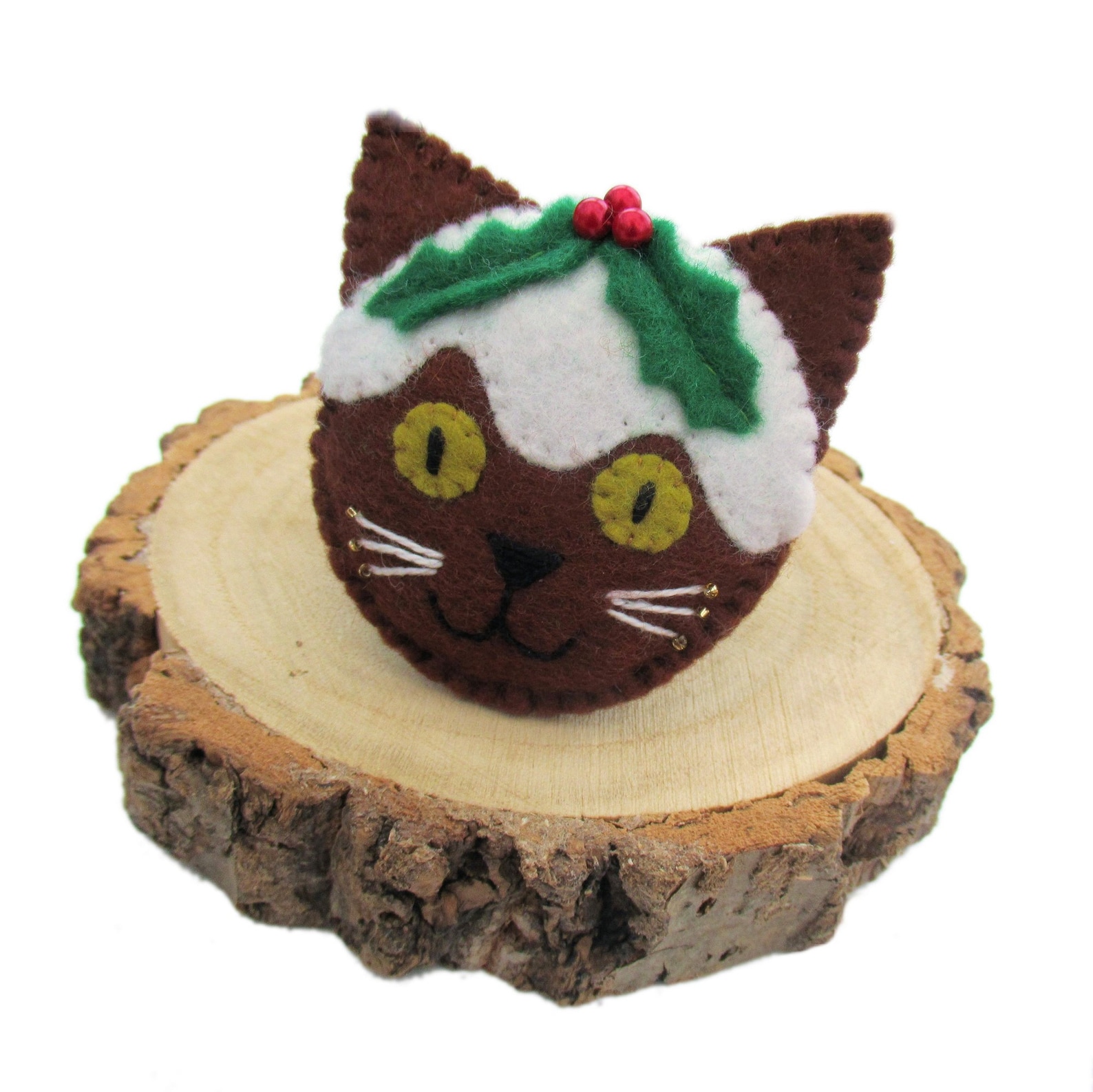 Cat brooch pin Christmas pudding cat pin Christmas cats cat Etsy