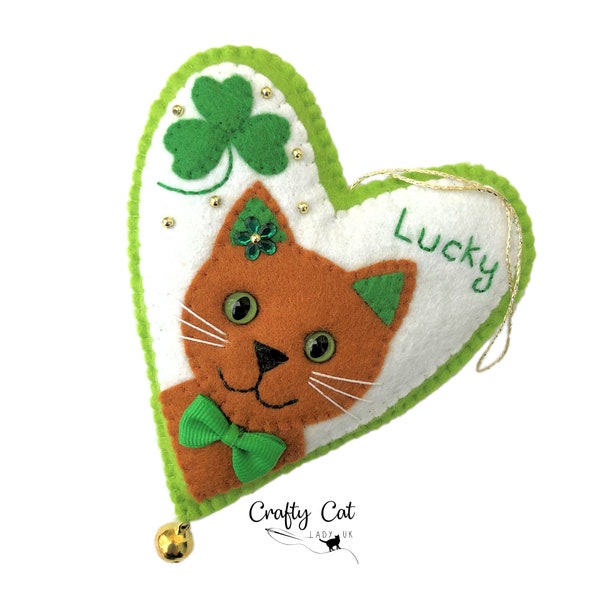 St Patrick's day felt decoration, Gift for St Patricks Day, Gift for Cat Lover, Gift under 10 pounds