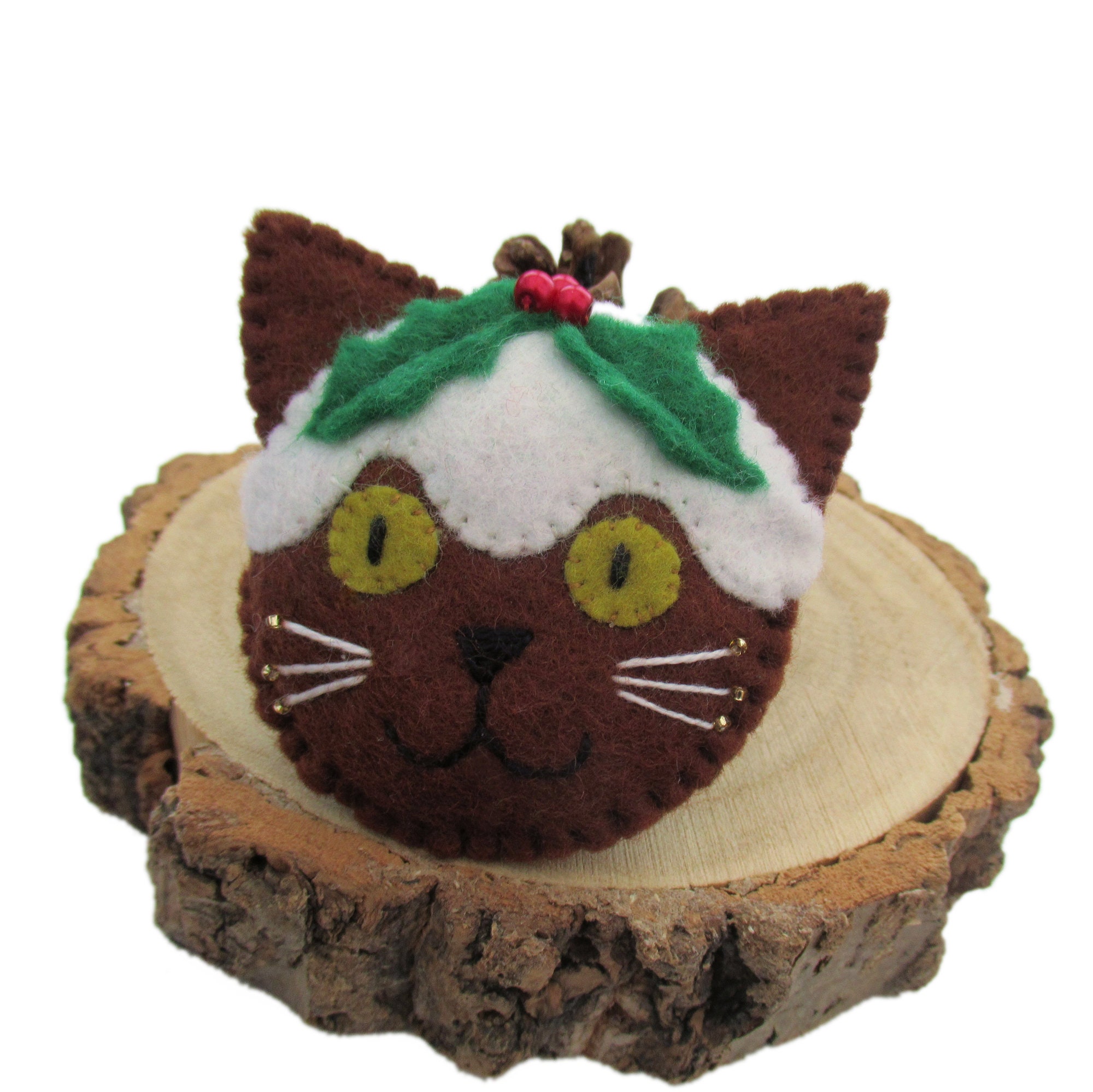 Cat Brooch Pin Christmas Pudding Cat Pin Christmas Cats Cat Etsy UK