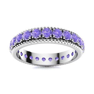 Best Seller Created Tanzanite Round Shape 3.00mm Ring In 925 Silver In All Sizes