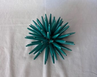 Ricci di Mare in Ceramica Fatti a Mano, decorazioni eleganti Blu Bianco Verde, Scultura Artigianale, Porta Fortuna, Home Decor, 10-15 cm