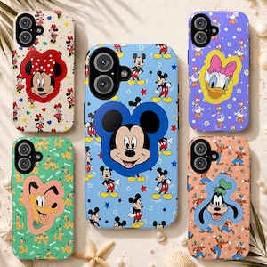 Cute Disney Mickey & Friends Phone Case, Minnie Daisy Pluto Goofy Cartoon Pattern Cover, Gift for Disney Lovers, For iPhone and Samsung