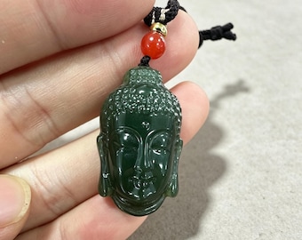 Jade Buddha Head Pendant Necklace