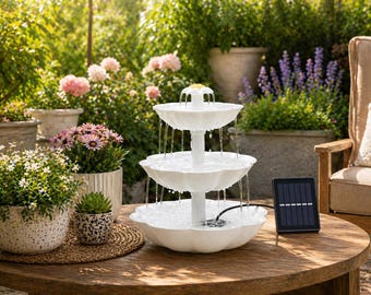Fontaine et mangeoire solaires pour bain d'oiseaux, Dispositif d'eau d'extérieur à 3 niveaux, Bain d'oiseaux de jardin modulaire, Décoration de patio, Pompe solaire 2,5 W