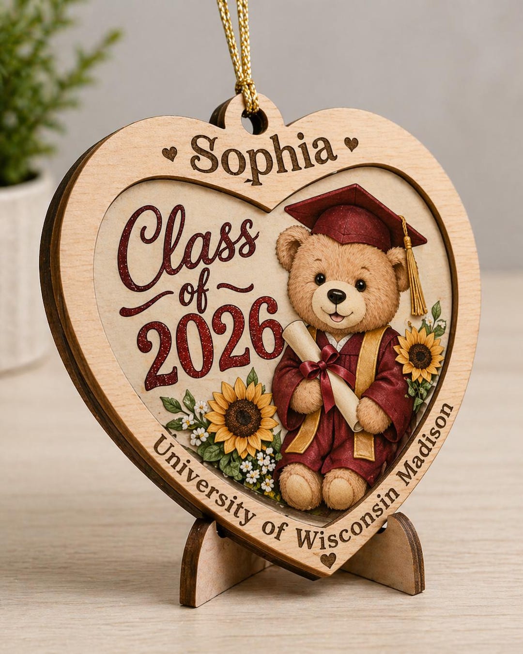 Personalized Graduation Wooden Ornament, Class of 2026 Gift, Custom ...