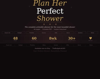 Bridal Shower Planner Printable, 48-Page PDF, Guest List, Budget