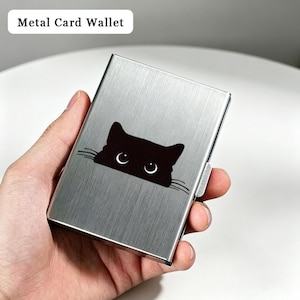 Cat Accordion Stainless Steel Card Holder, RFID Metal Wallet--Minimalist Gift For Cat Lovers