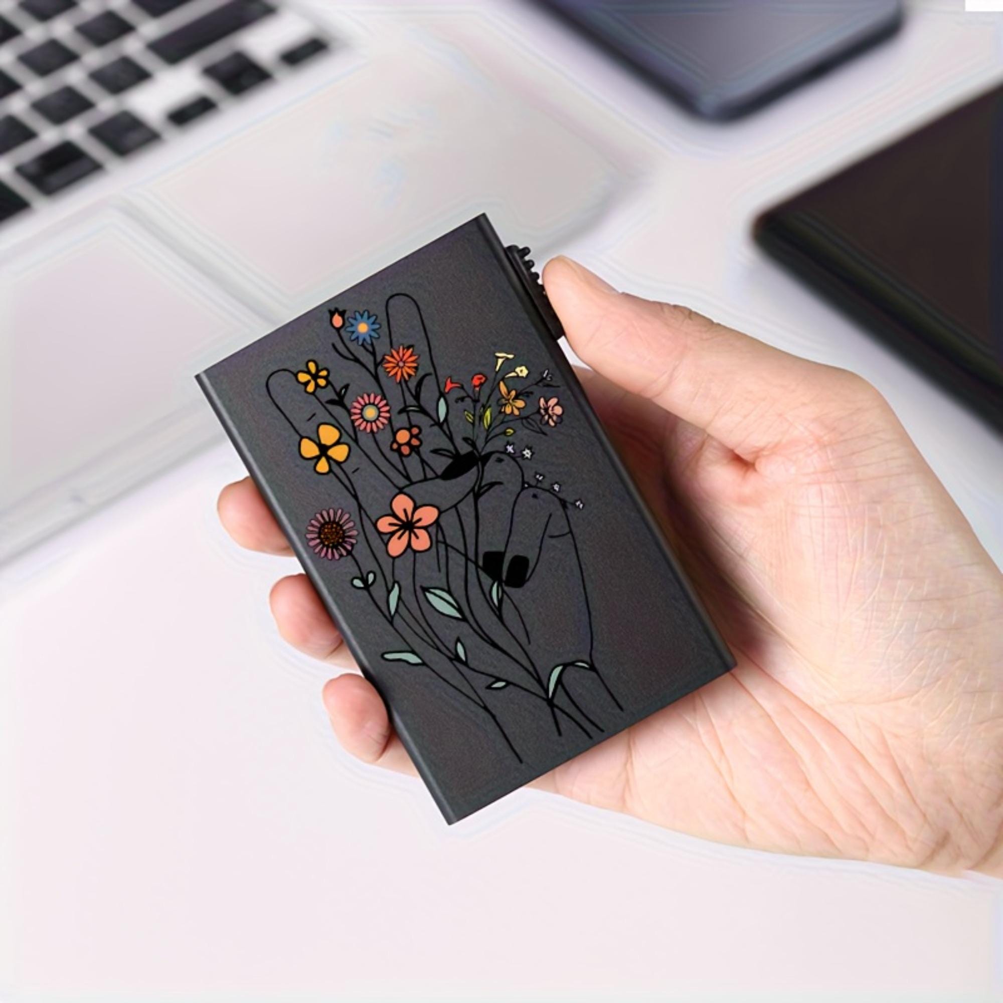 Custom Floral Metal Card Holder, RFID Blocking Business Card Case