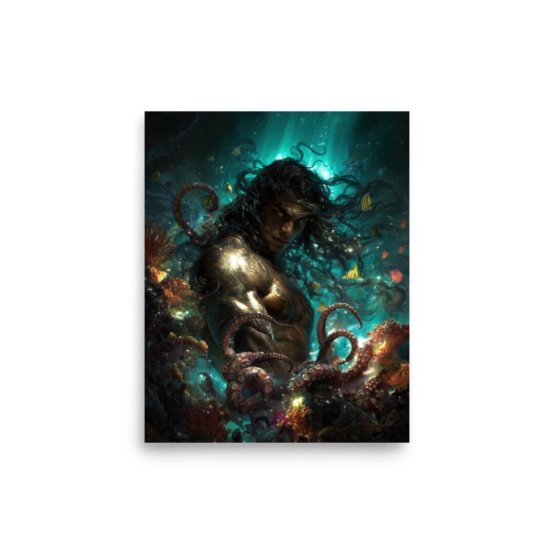 Kanaloa Ruler of the Seas Poster | Hawaiian Mythology Art | Pacific ...