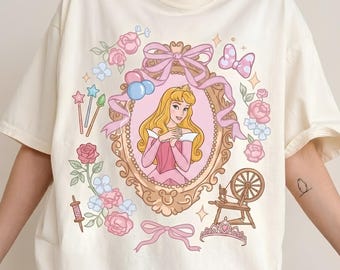 Princess Aurora Shirt Vintage Coquette Princess T-Shirt Pastel Sleeping Beauty Tee Magical Family Trip Comfort Colors Tee