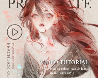 Vídeo tutorial de retrato no Procreate, renderização de cabelo e rosto em estilo aquarela, tutoriais avançados de desenho usando pincéis do Procreate.