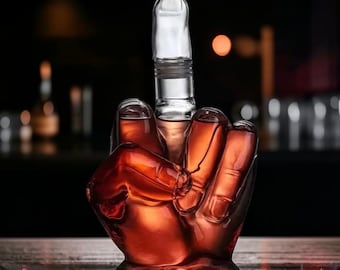 Grande decanter per whisky a forma di dito medio da 1000 ml, divertente bottiglia di vetro, decanter per liquori, decorazione da bar, regalo scherzoso