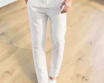Linnen herenbroek Casual wijde broek Streetwear Katoenen linnen broek Losse zomerbroek Comfortabel dagelijks gebruik
