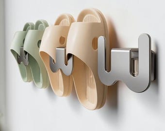 Estante para zapatillas de pared sin necesidad de taladrar. Organizador de zapatos para baño. Estante de almacenamiento que ahorra espacio. Soporte para zapatos. Gancho para zapatillas de ducha.