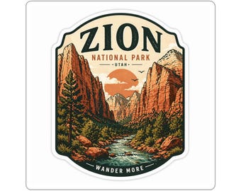Zion National Park Sticker, Utah Desert Hiking Vinyl Decal, Laptop Water Bottle Souvenir