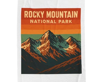 Rocky Mountain National Park Plush Velveteen Blanket, Cozy Outdoor Adventure Throw