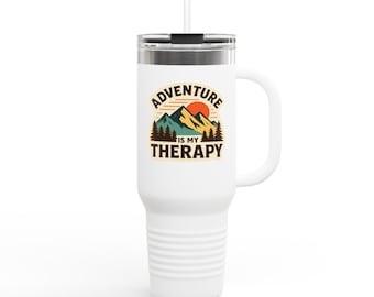 Adventure Is My Therapy 40oz Tumbler, Insulated Stainless Steel Travel Mug