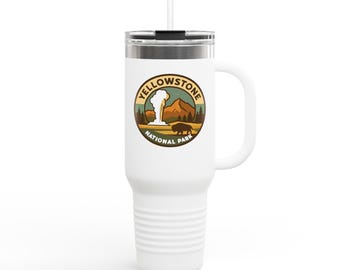 Yellowstone National Park 40oz Tumbler, Stainless Steel Travel Mug with Handle