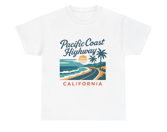 Pacific Coast Highway California Graphic T-Shirt, Vintage Road Trip Wanderlust Tee