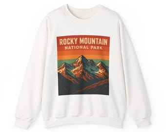 Rocky Mountain National Park Crewneck Sweatshirt, Vintage Mountain Landscape Pullover