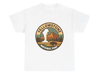 Yellowstone National Park Bison Graphic Tee, Vintage Wyoming Hiking Shirt