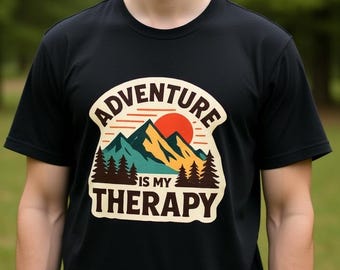 Adventure Is My Therapy Mountain Graphic Tee, Vintage Wanderlust Travel Shirt
