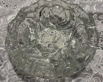 Vintage Pasari pressed glass ashtray with rose motif.