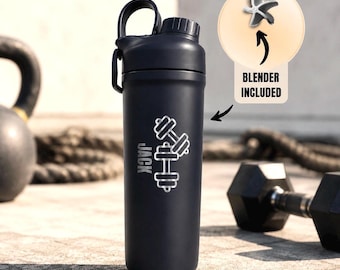 Vaso mezclador de proteínas personalizado con aislamiento térmico de 770 ml / Botella de acero inoxidable grabada a medida / Regalo ideal para amantes del gimnasio / Vaso para entrenar