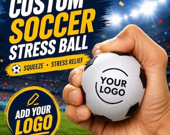Custom Logo Soccer Stress Ball | Personalized Branding Giveaway | Team Event Gift | Stress Relief Squeeze Ball | World Cup Party Favor