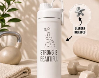 Vaso mezclador de proteínas personalizado con aislamiento térmico de 770 ml / Botella de acero inoxidable grabada a medida / Regalo ideal para amantes del gimnasio / Vaso para entrenar