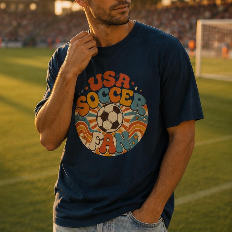USA Soccer Fan Shirt – Retro Groovy Football Tee, World Cup 2026 Comfort Colors image 3