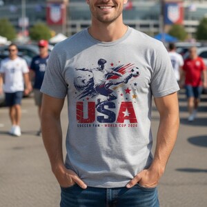 USA Soccer Fan Shirt — Stars and Stripes Football Tee, USMNT World Cup 2026 Gift, American Soccer Shirt Men Women image 4