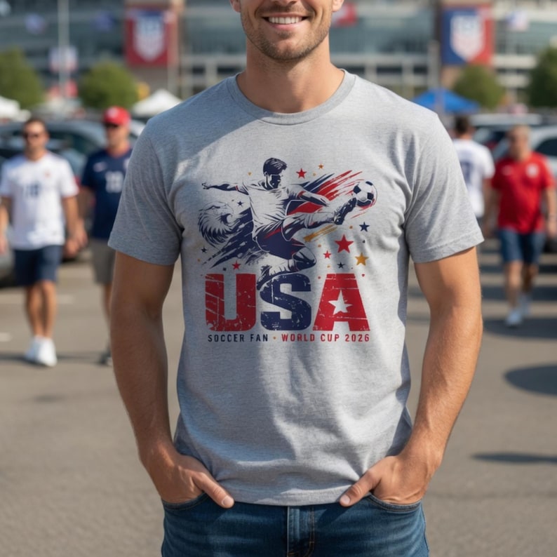 USA Soccer Fan Shirt — Stars and Stripes Football Tee, USMNT World Cup 2026 Gift, American Soccer Shirt Men Women image 4
