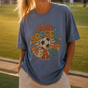 USA Soccer Fan Shirt – Retro Groovy Football Tee, World Cup 2026 Comfort Colors image 9