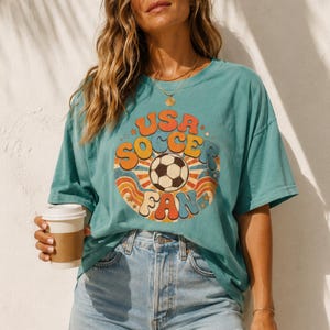 USA Soccer Fan Shirt – Retro Groovy Football Tee, World Cup 2026 Comfort Colors image 2