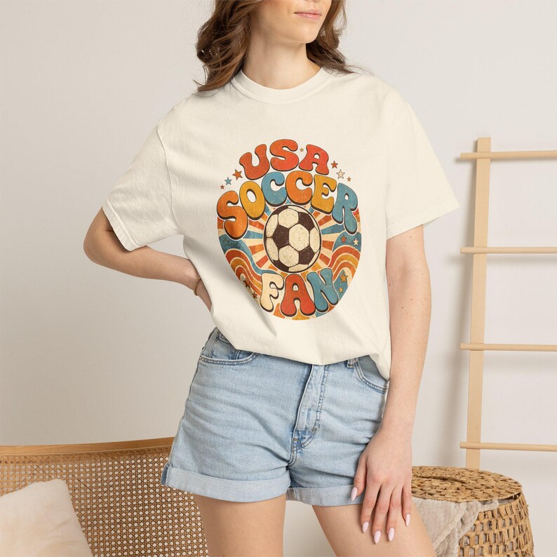 USA Soccer Fan Shirt – Retro Groovy Football Tee, World Cup 2026 Comfort Colors image 8
