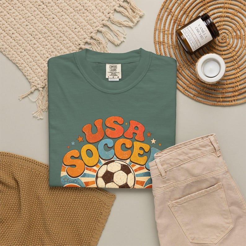 USA Soccer Fan Shirt – Retro Groovy Football Tee, World Cup 2026 Comfort Colors image 13