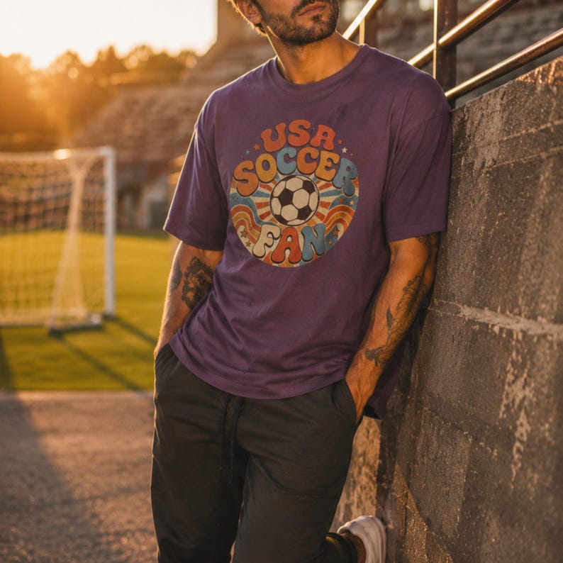 USA Soccer Fan Shirt – Retro Groovy Football Tee, World Cup 2026 Comfort Colors image 10