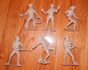 Marx COWBOY Figures 6" Set of 6 60s plastic Guns