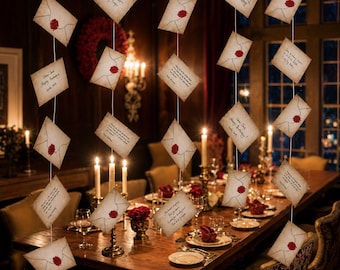 Lettres d'acceptation flottantes | Décoration de fête sorcier magique | 20 ficelles de lettres à suspendre | Décoration de chambre d'anniversaire du monde sorcier