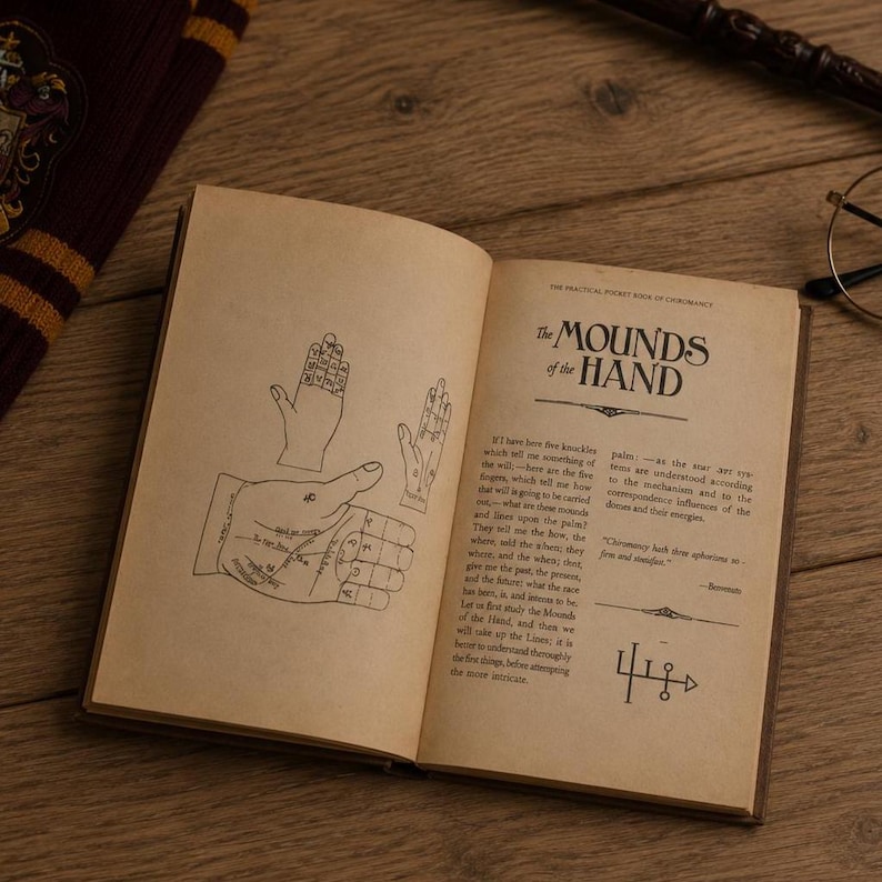 HP Chiromancy Pocket Book | HP-inspirerad handledning för kirurgi och spådom | Vintage mini-trollkarlsbok | Samlarpresent för fans och magiälskare bild 5