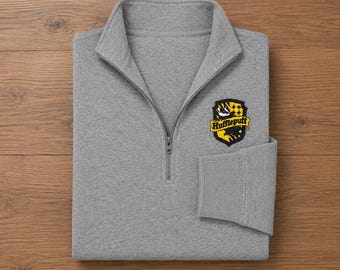 Sweat-shirt avec fermeture éclair quart Poufsouffle | Brodé inspiré HP | Cadeau pour la maison de Poudlard | Vêtements de fans