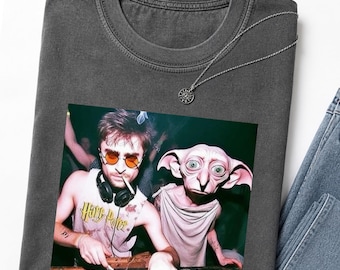 T-shirt graphique drôle Harry Potter et Dobby DJ | T-shirt de fête de Poudlard | Cadeau de fan sorcier | Coton unisexe
