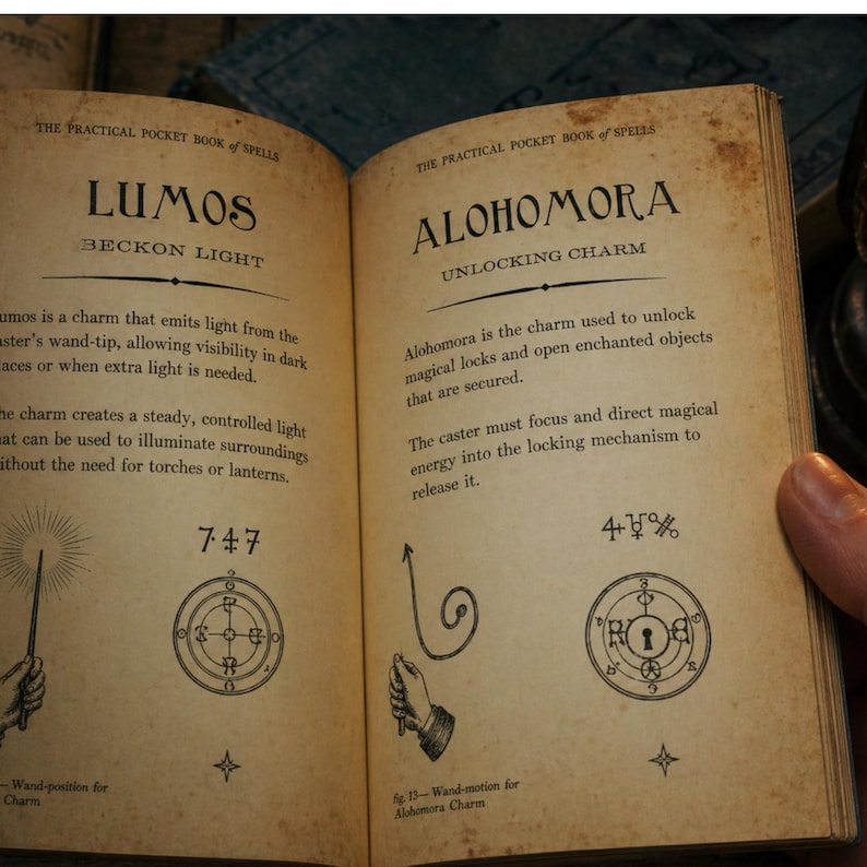 Trollkarlsbok | HP-inspirerad magisk trollkarlsbok | Samlarobjekt för cosplay-fans | Mini-grimoire i vintagestil för magifans bild 3