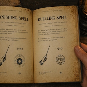 Trollkarlsbok | HP-inspirerad magisk trollkarlsbok | Samlarobjekt för cosplay-fans | Mini-grimoire i vintagestil för magifans bild 5