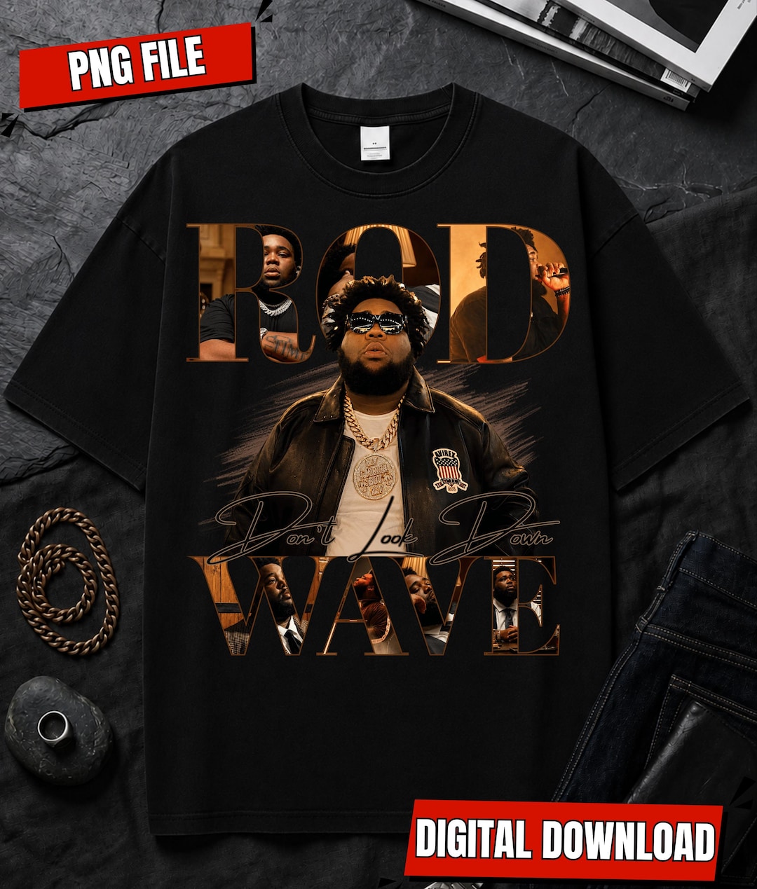 Rod Wave Fall Rod Wave Don't Look Down Tour 2026 PNG File: T-shirt Design (digital ...