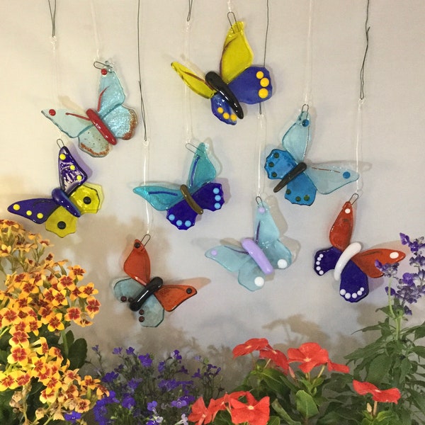Fused Glass Butterfly, 3"-4” hanging Butterfly Sun-catcher for garden and home