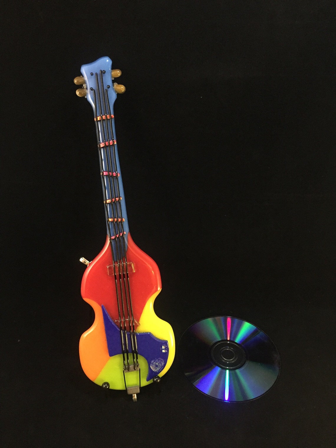 Colorful Bass Guitar 13 Tall Fused Glass Music Decor Etsy
