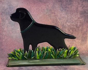 Labrador Statue fused Glass home decor, dog lover gift 9x7