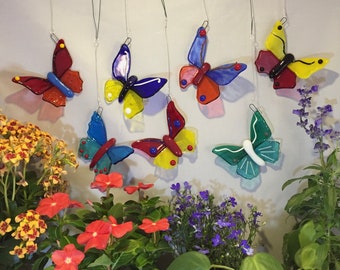 Fused Glass Butterfly, 3"- 4” hanging Butterfly for garden and home